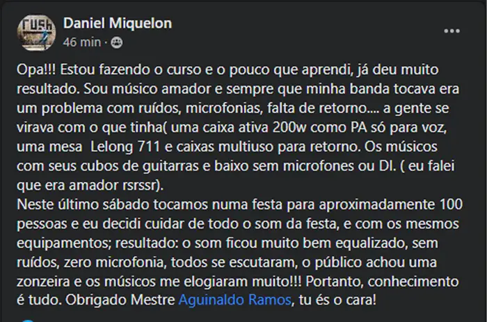 Depoimento de aluno da Formação C3R